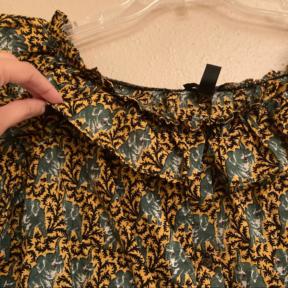 J. Crew Ratti Elephant Print Ruffle Top - Picture 6 of 10